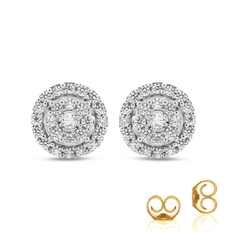 Lab Created Double Halo Stud Diamond Earrings