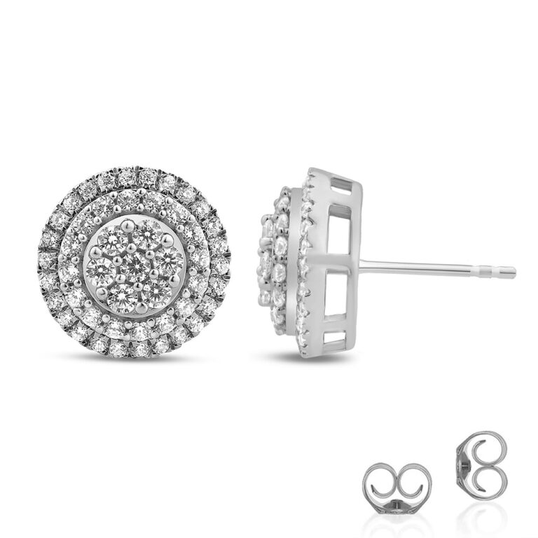 Double Halo Diamond Stud Earrings