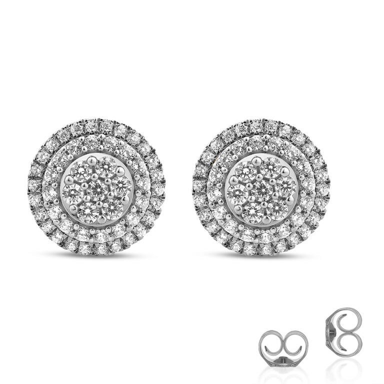 Double Halo Diamond Stud Earrings