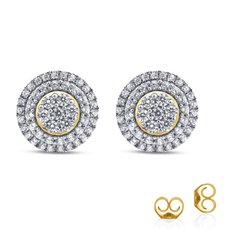 Double Halo Diamond Stud Earrings