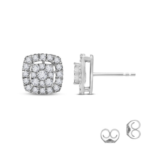 Cluster Cushion Lab Created Diamond Stud Earrings