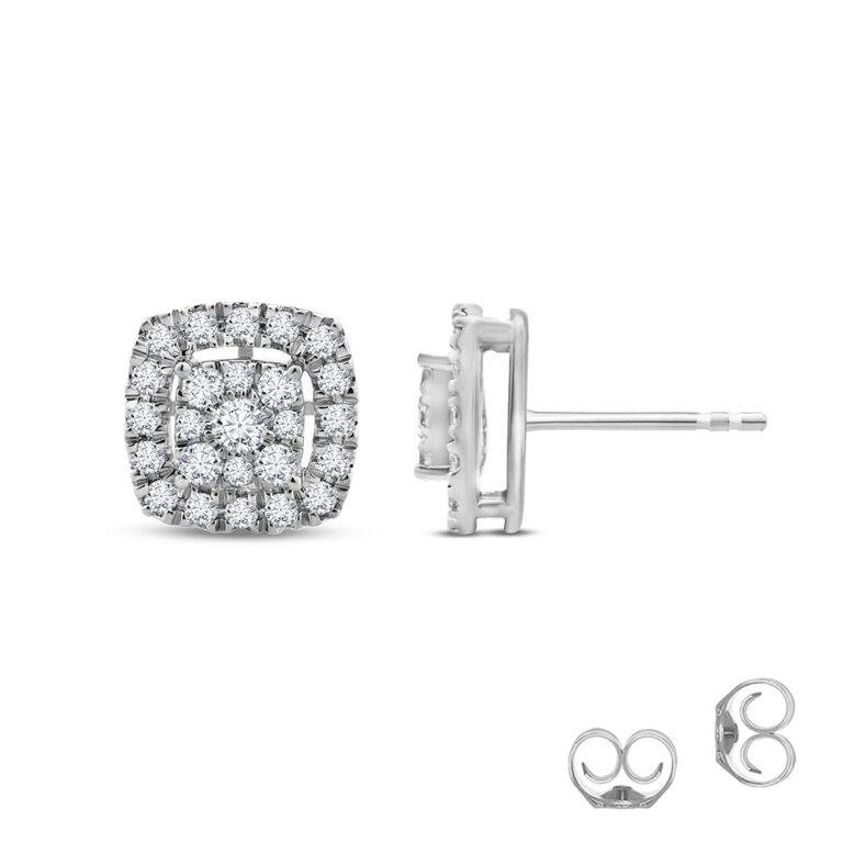 Cluster Cushion Lab Created Diamond Stud Earrings