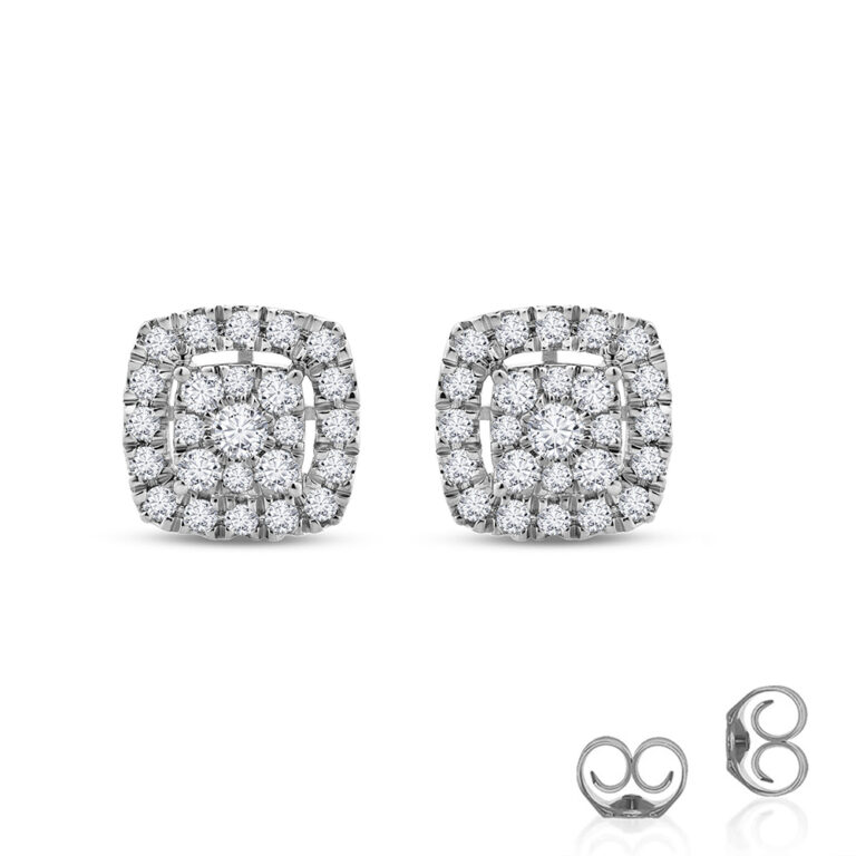 Cluster Cushion Lab Created Diamond Stud Earrings