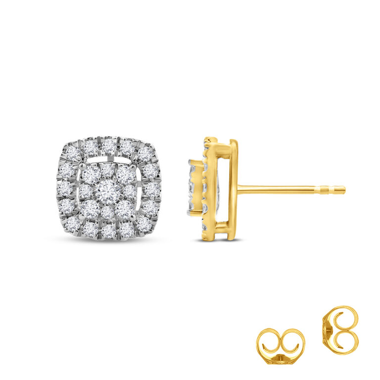 Cluster Cushion Lab Created Diamond Stud Earrings