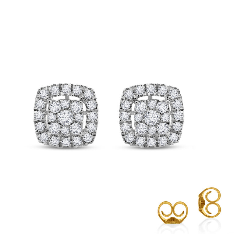 Cluster Cushion Lab Created Diamond Stud Earrings