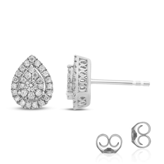 Pear Shaped Lab Diamond Cluster Earrings