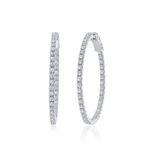 Dangling Lab Grown In Out Diamond Hoop Earrings | 14K White Gold 1 1/2 ct. tw._1