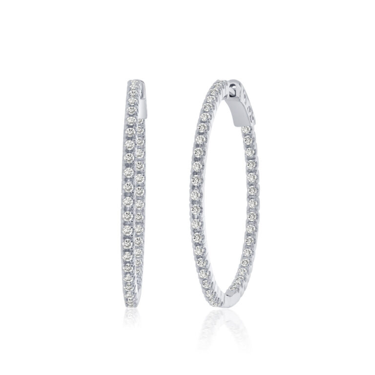 Dangling Lab Grown In Out Diamond Hoop Earrings