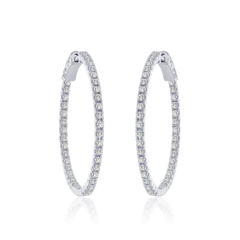 Dangling Lab Grown In Out Diamond Hoop Earrings