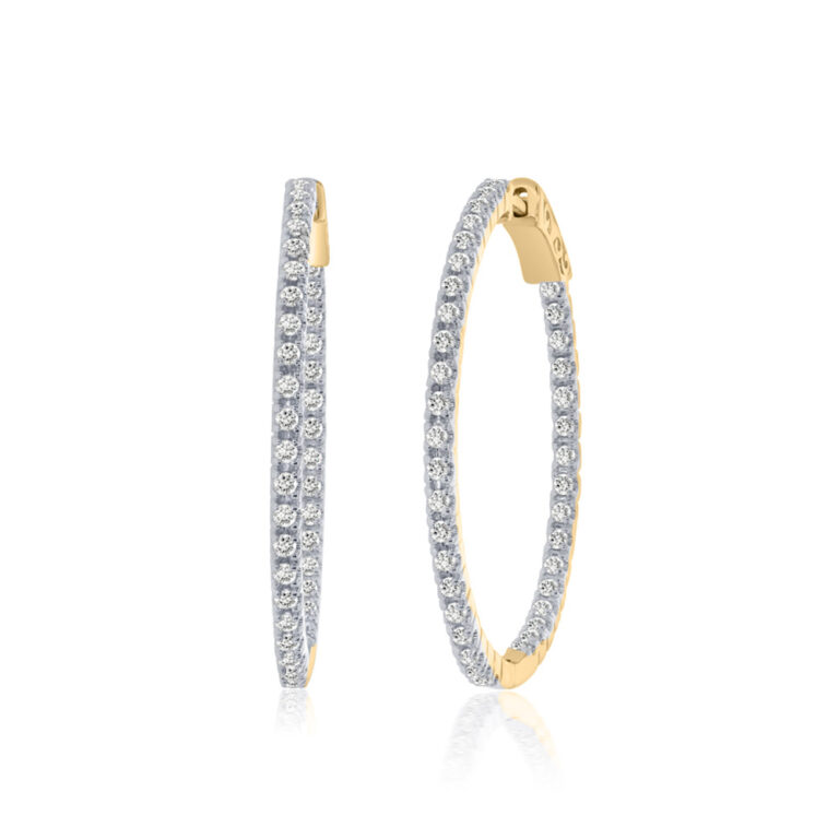 Dangling Lab Grown In Out Diamond Hoop Earrings