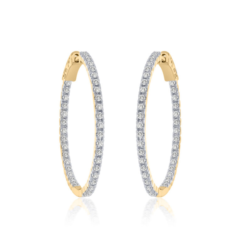 Dangling Lab Grown In Out Diamond Hoop Earrings