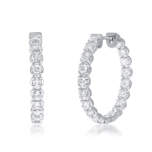 Dangling Lab Grown Inside Out Diamond Hoop Earrings |14K White Gold 1 ct. tw.  _1