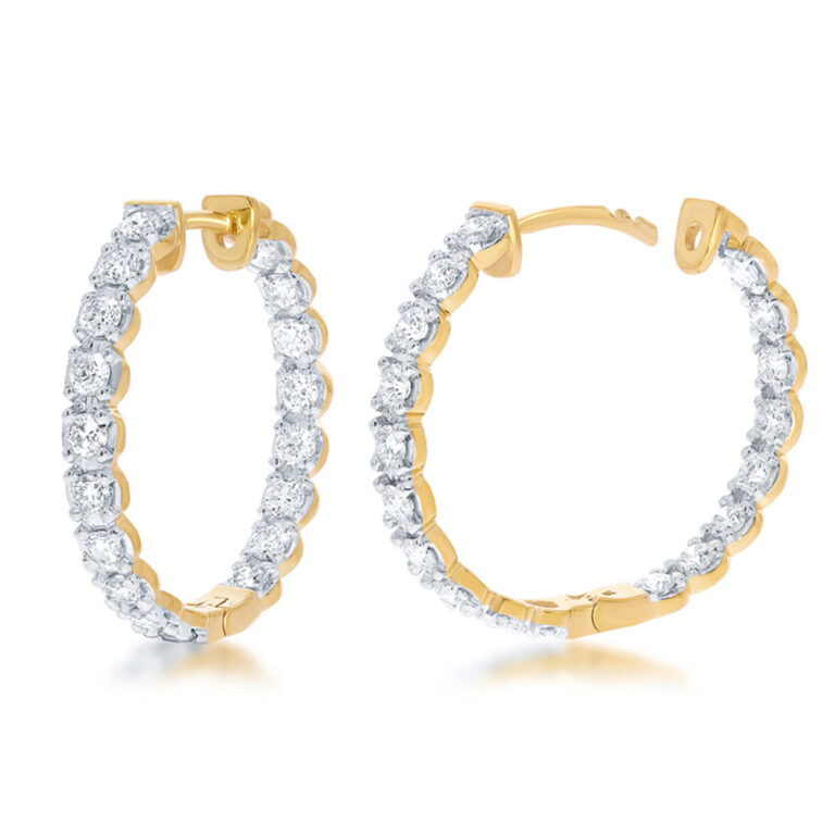Dangling Lab Grown Inside Out Diamond Hoop Earrings