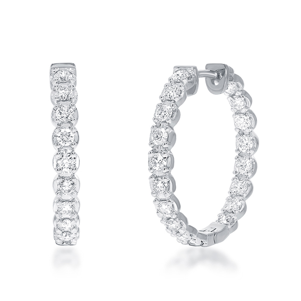 Dangling Lab Grown Inside Out Diamond Hoop Earrings |14K White Gold 3/4 ct. tw.