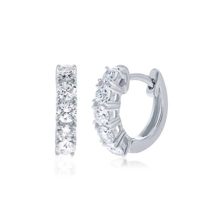 Lab Grown Five Stone Diamond Hoop Earrings