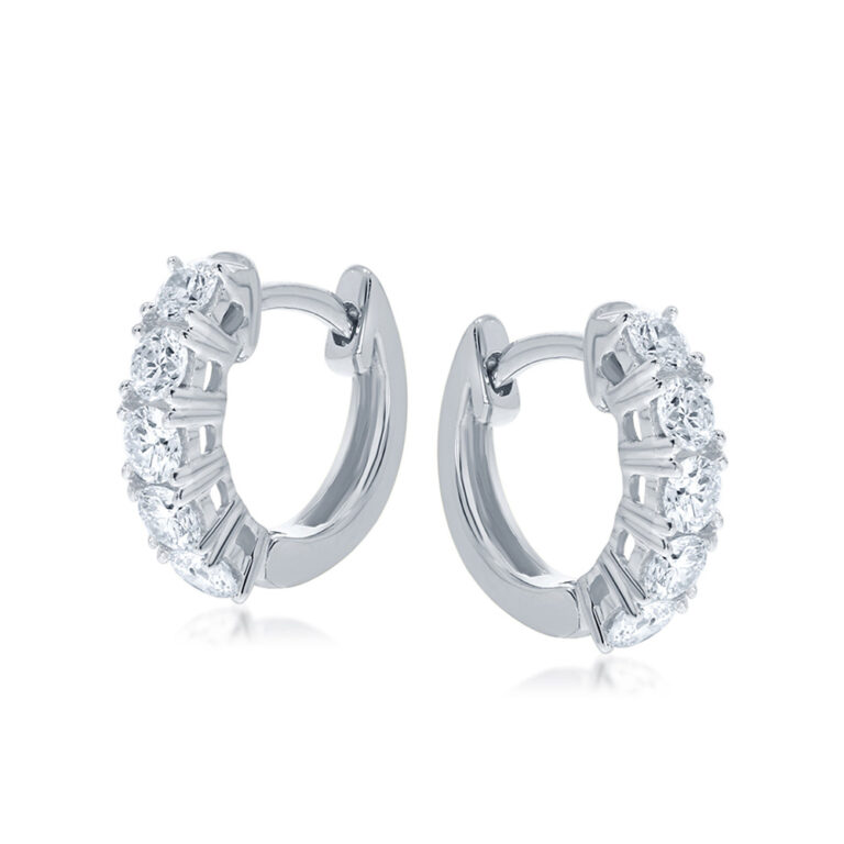 Lab Grown Five Stone Diamond Hoop Earrings