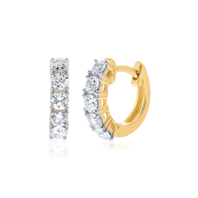 Lab Grown Five Stone Diamond Hoop Earrings