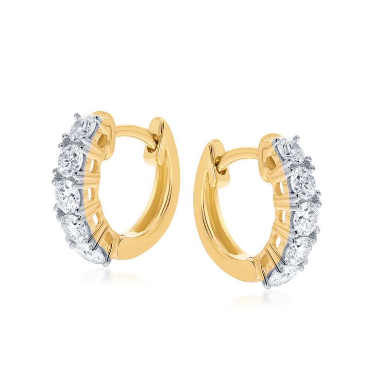 Lab Grown Five Stone Diamond Hoop Earrings