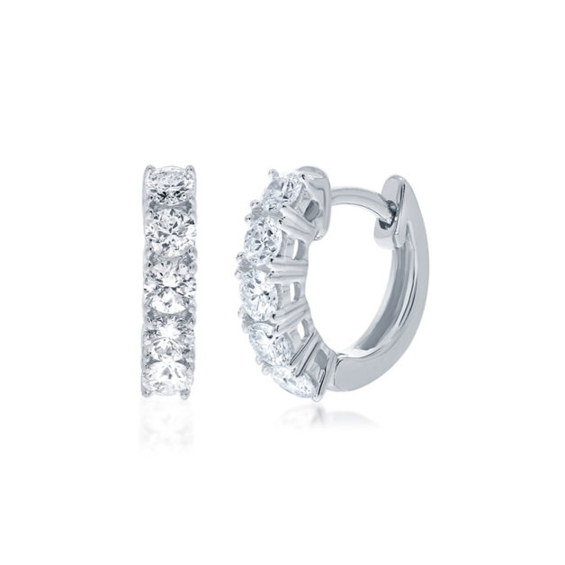 Lab Grown Five Stone Diamond Hoop Earrings