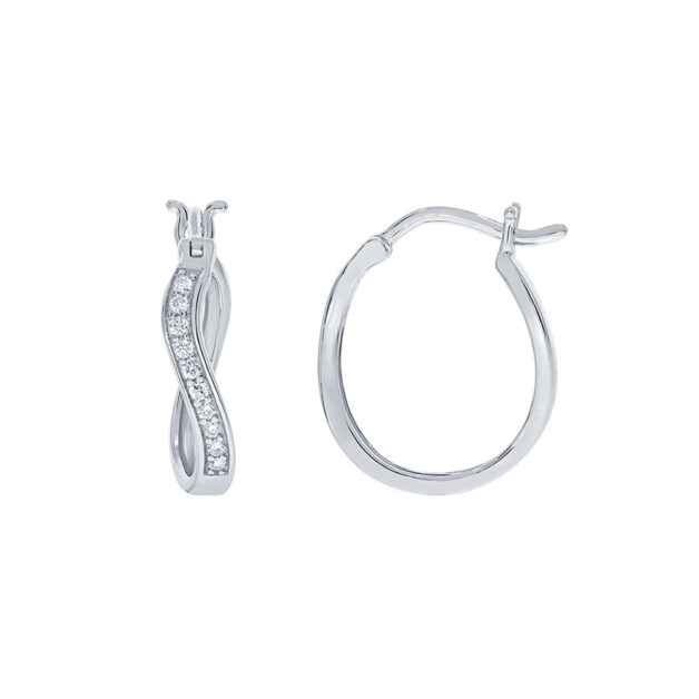 Lab Grown Twisted Diamond Hoop Earrings