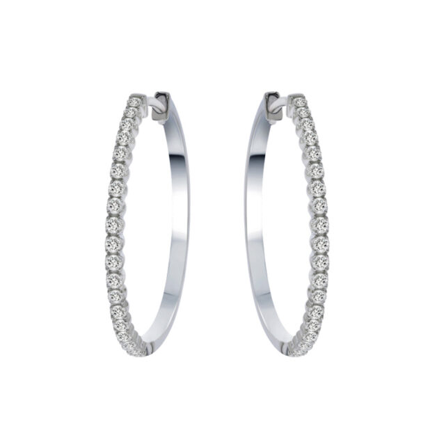 Lab Created Dangling Diamond Hoop Earrings | 14K White Gold 2 ct. tw._1