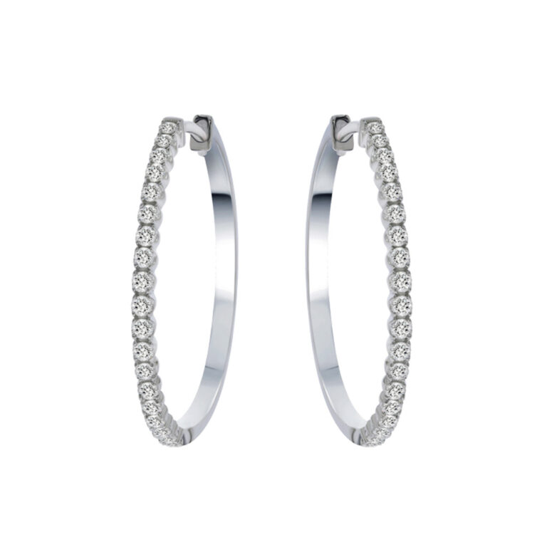 Lab Created Dangling Diamond Hoop Earrings