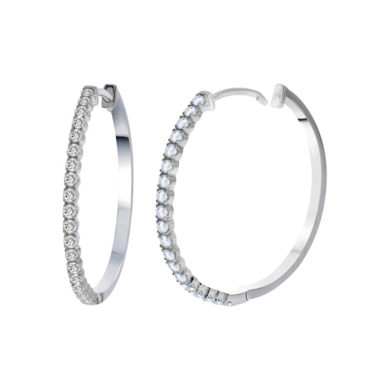 Lab Created Dangling Diamond Hoop Earrings