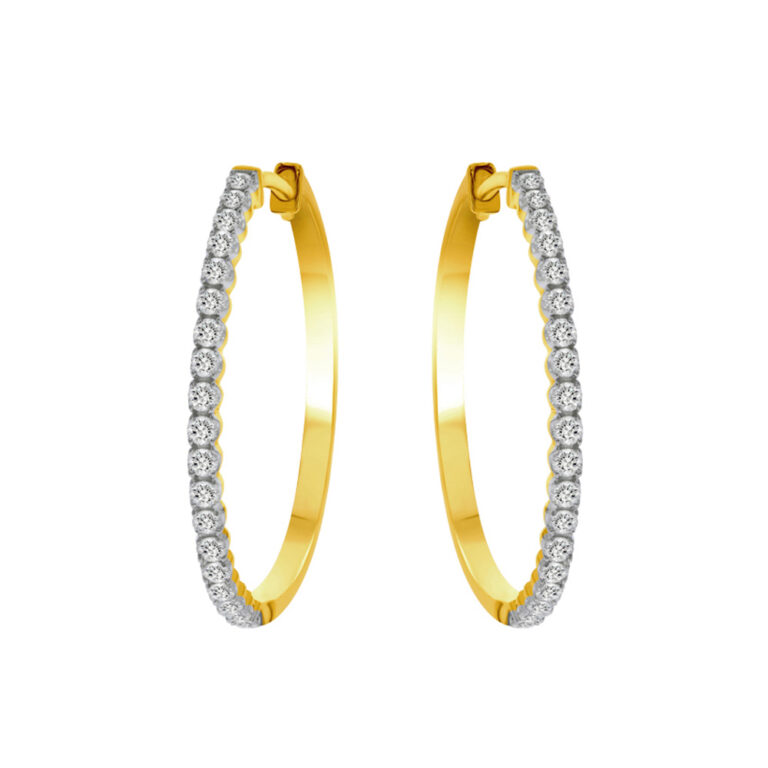 Lab Created Dangling Diamond Hoop Earrings