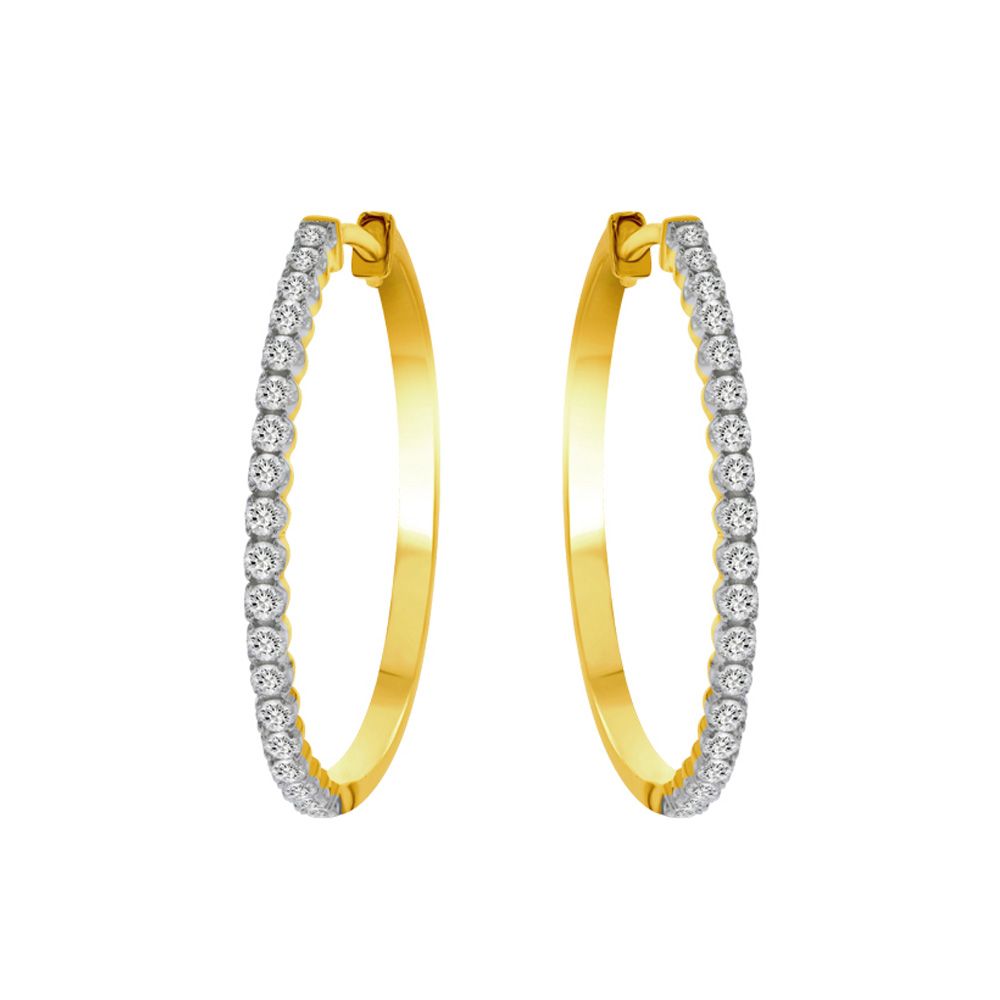 Lab Created Dangling Diamond Hoop Earrings | 14K Yellow Gold 2 ct. tw.