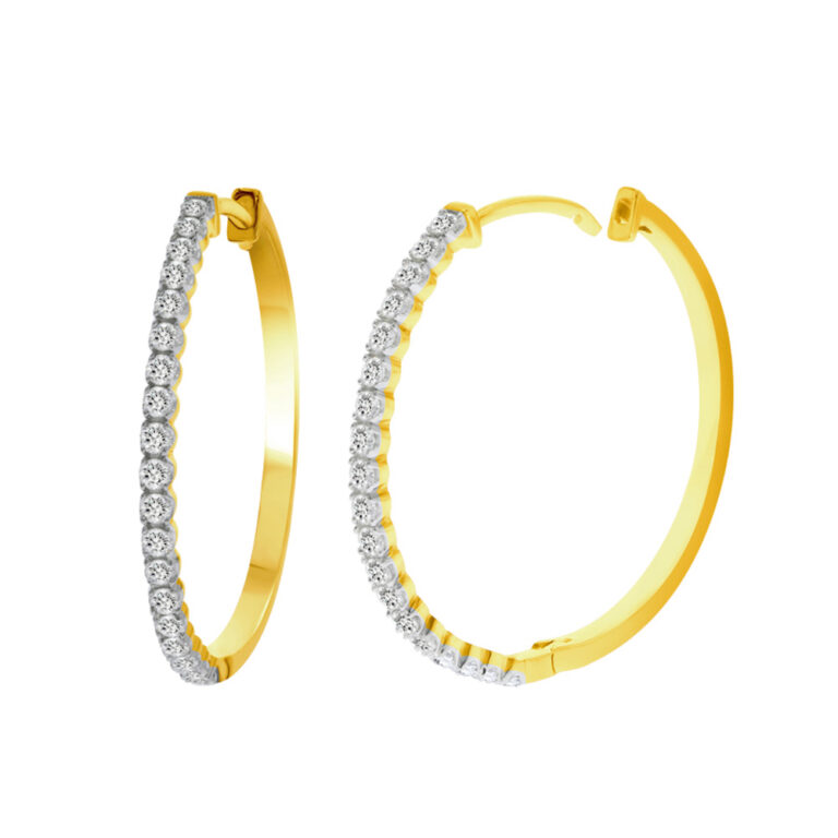 Lab Created Dangling Diamond Hoop Earrings