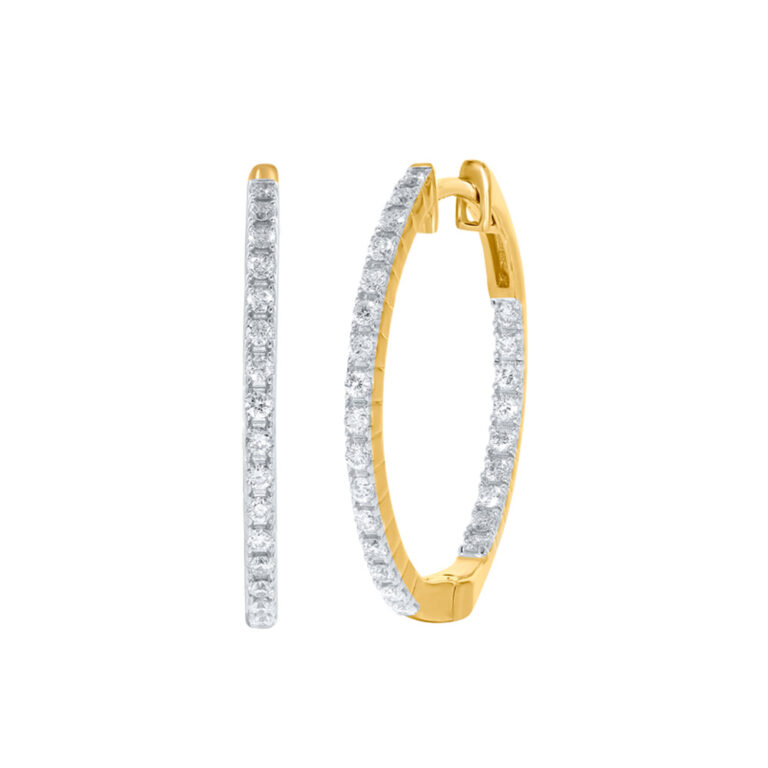 Lab Created Inside Out Dangling Diamond Hoop Earrings