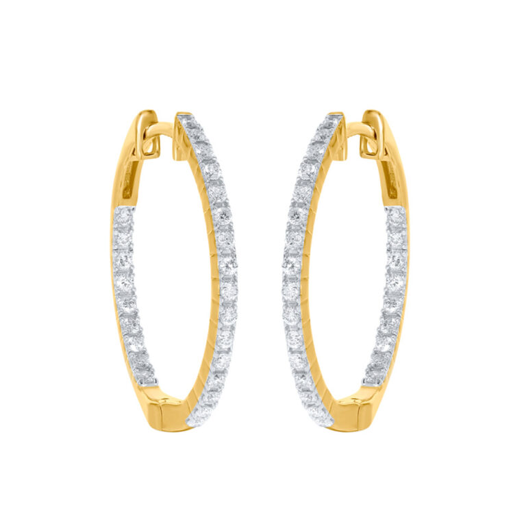 Lab Created Inside Out Dangling Diamond Hoop Earrings