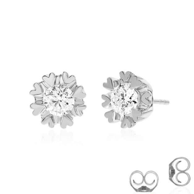 Certified Heart Prong Lab Diamond Stud Earrings | 14K White Gold 5 ct. tw. _1