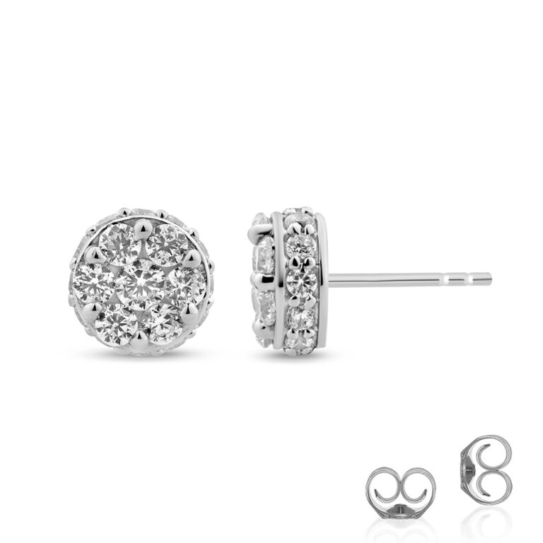 Hidden Halo Diamond Cluster Earrings