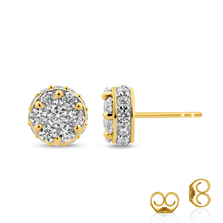 Hidden Halo Diamond Cluster Earrings