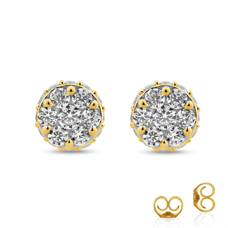 Hidden Halo Diamond Cluster Earrings