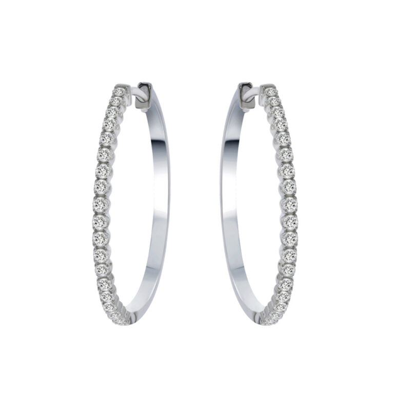 Lab Created Dangling Diamond Hoop Earrings