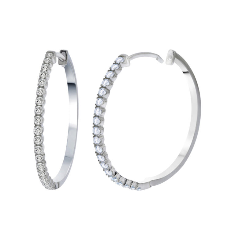Lab Created Dangling Diamond Hoop Earrings