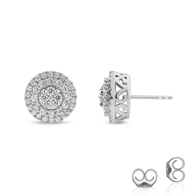 Double Halo Cluster Lab Diamond Stud Earrings