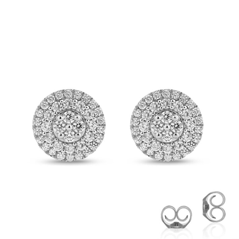 Double Halo Cluster Lab Diamond Stud Earrings