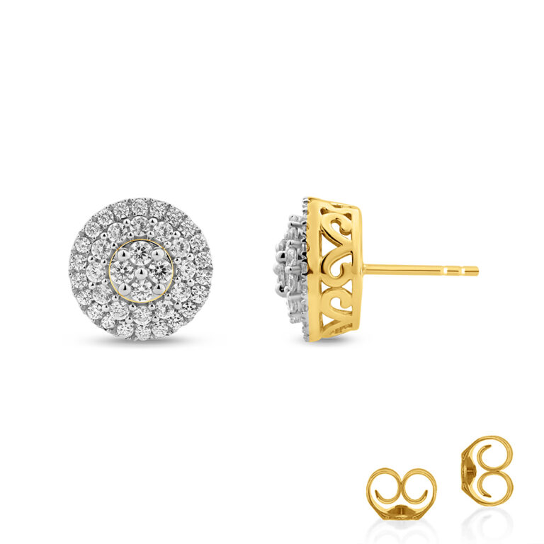Double Halo Cluster Lab Diamond Stud Earrings