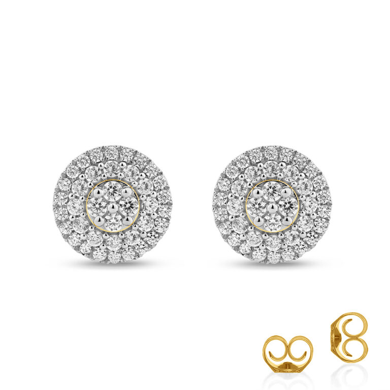 Double Halo Cluster Lab Diamond Stud Earrings