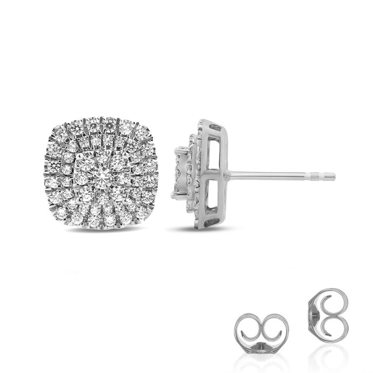 Cushion Shaped Lab Grown Cluster Diamond Earrings