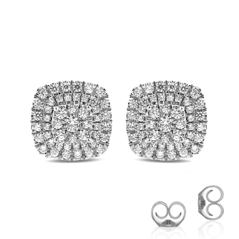 Cushion Shaped Lab Grown Cluster Diamond Earrings