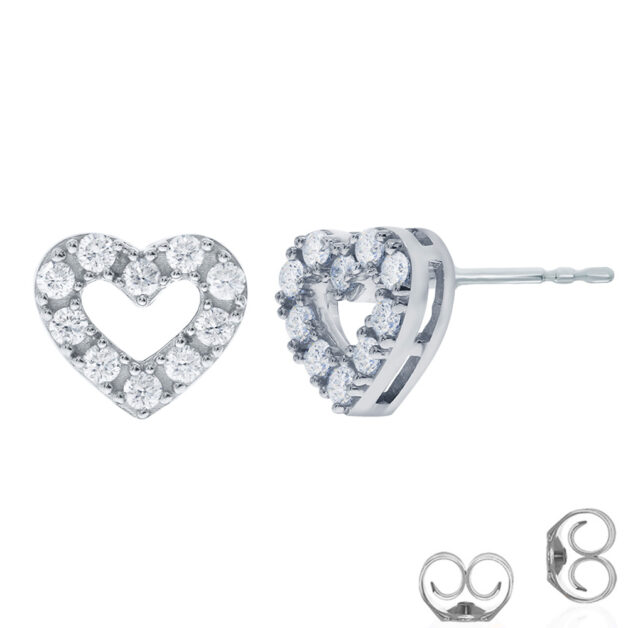 14K Yellow Gold 1/3 ct. tw._1,Heart Outlined Lab Grown Diamond Earrings