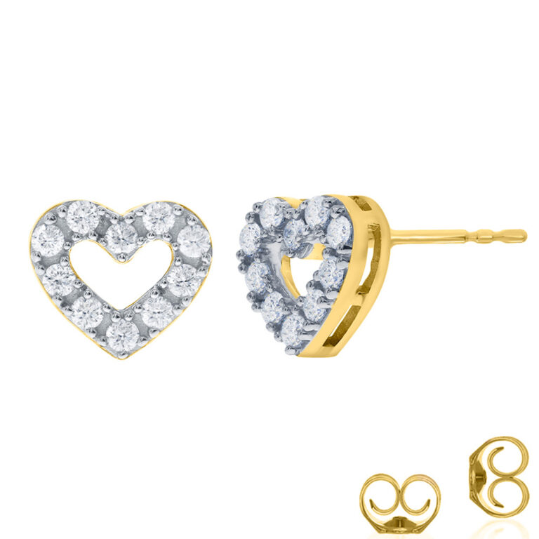 Heart Outlined Lab Grown Diamond Earrings