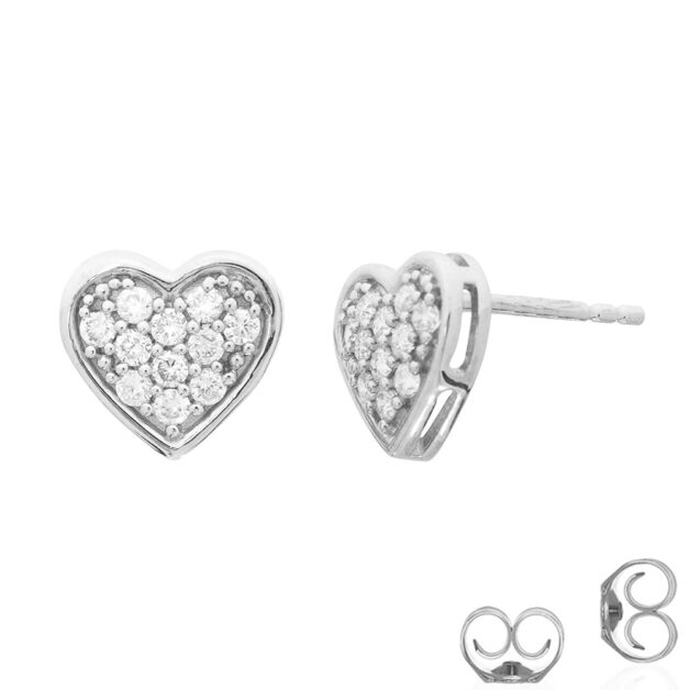 Lab Grown Diamond Cluster Heart Earrings | 925 Sterling Silver 1/3 ct. tw. _1A