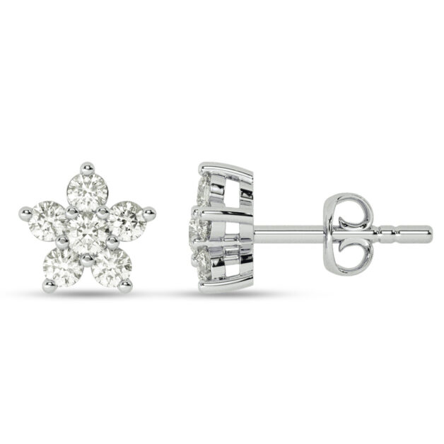 Floral Constellation Lab Grown Diamond Studs Earrings | 14K White Gold 1 ct. tw._1