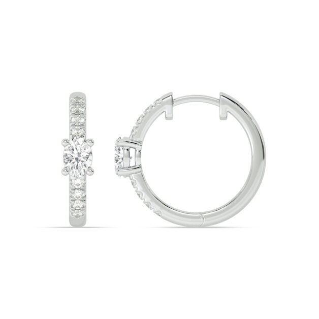 Celestial Stop Lab Grown Diamond Huggie Earrings | 14K White Gold 3/4 ct.tw. _1