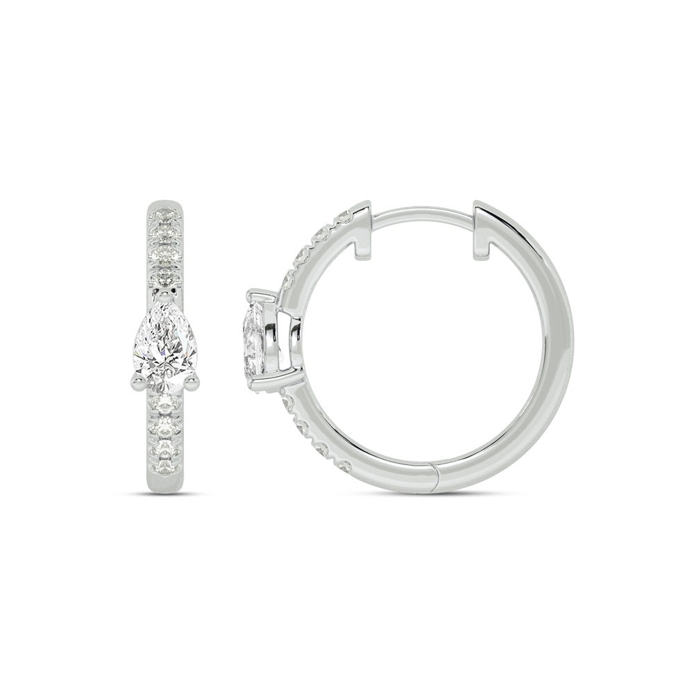 Celestial Tear Drop Lab Grown Diamond Huggie Earrings | 14K White Gold 3/4 ct.tw.